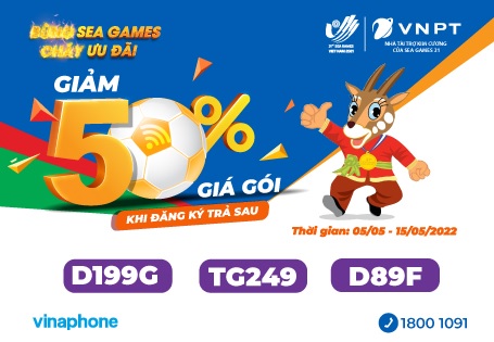 Giảm 50% gói cước VinaPhone trả sau chào mừng SEA Games 31